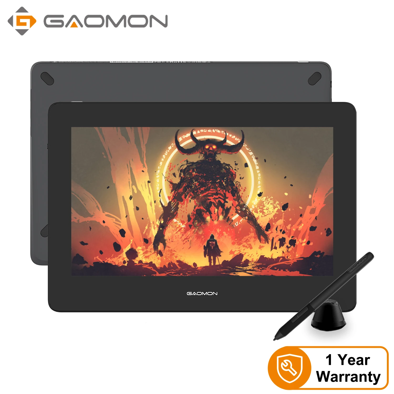 GAOMON-Desenho Portátil Display Tablet, Caneta Digital, Monitor para Mac, Windows, Android, 8192 Níveis, 13.3 