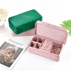 TAIMY-joyero de terciopelo de felpa con solapa, anillo, pulsera, collar, funda, soporte gratis, logotipo personalizado, joyero, caja de embalaje de tienda al por menor