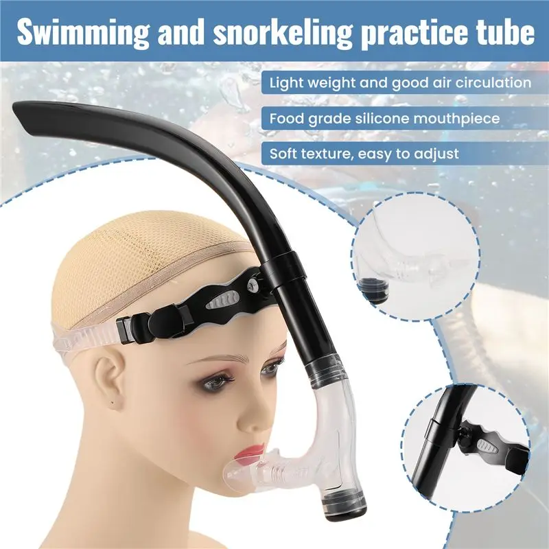 B48B-Swim Training Snorkel Center Mount Front Comfortable Mounted Silicone Mouthpiece Junior Swimmers Equipment For Adult