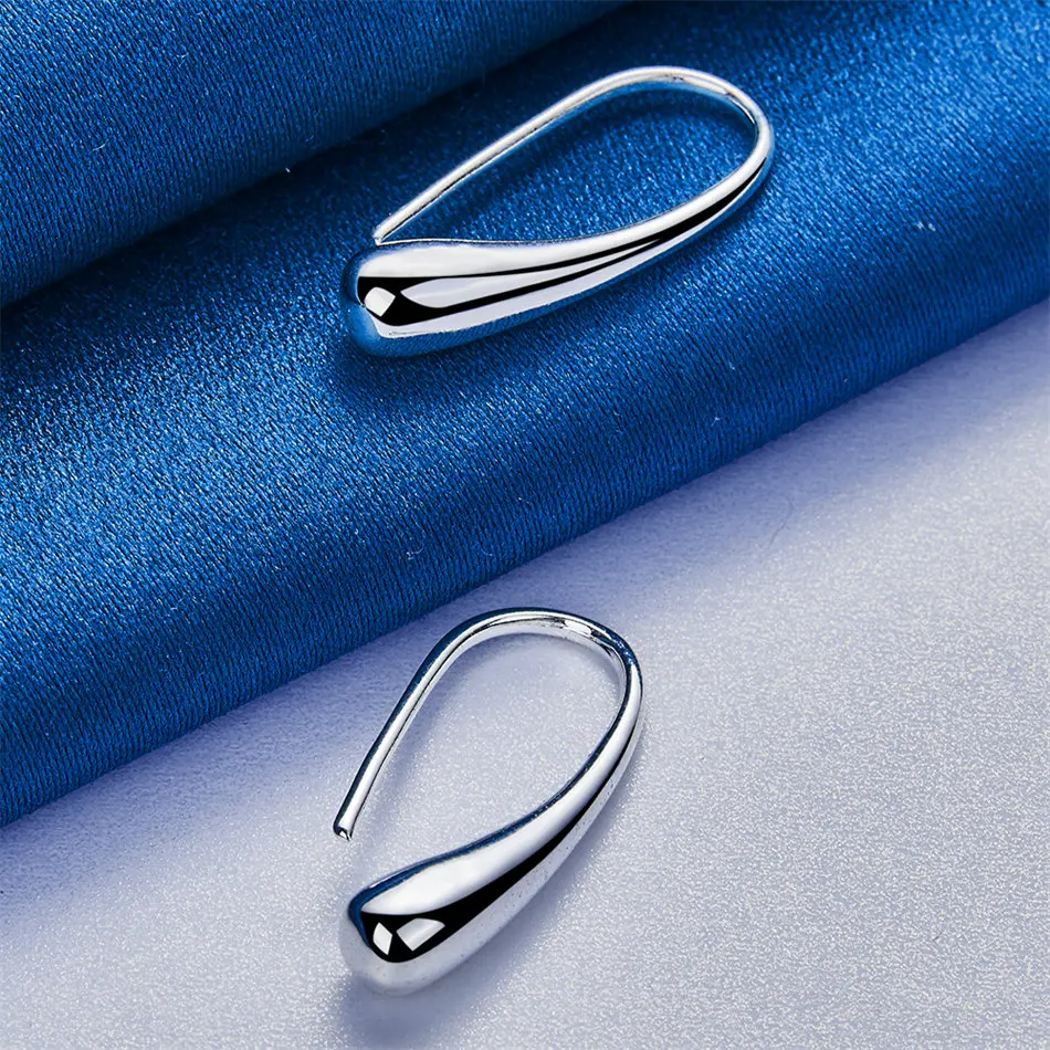 925 Sterling Silver Delicate Bright Teardrop Ear Clips for Women, Fashionable Party Wedding Accessories Gifts view 3