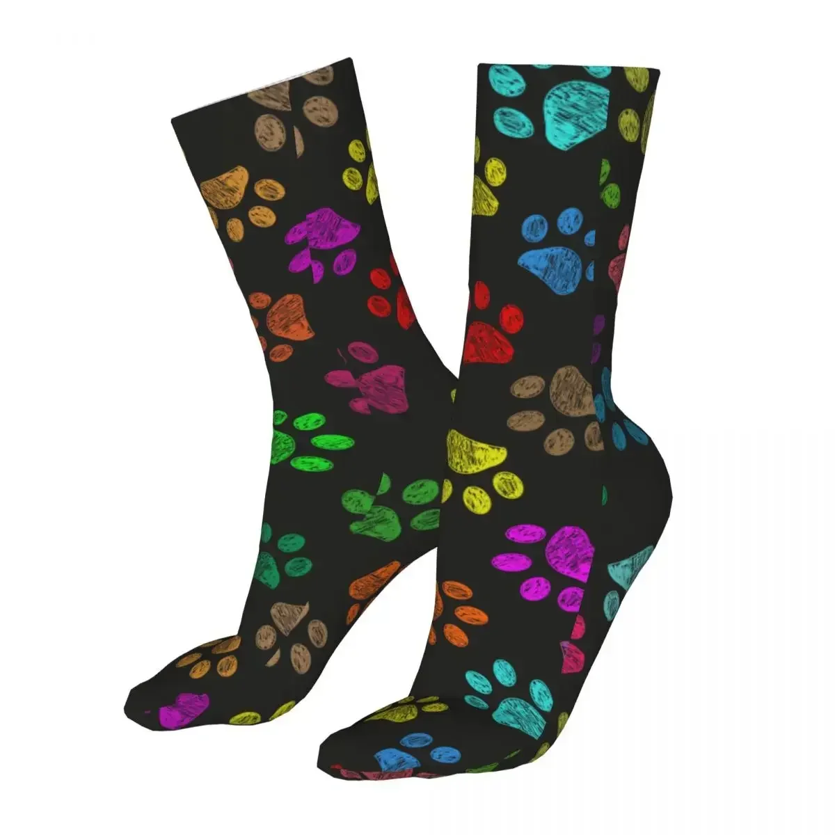 Happy Colorful Dog Paw Animal Foot Prints Woman Socks 2023 Men Sport