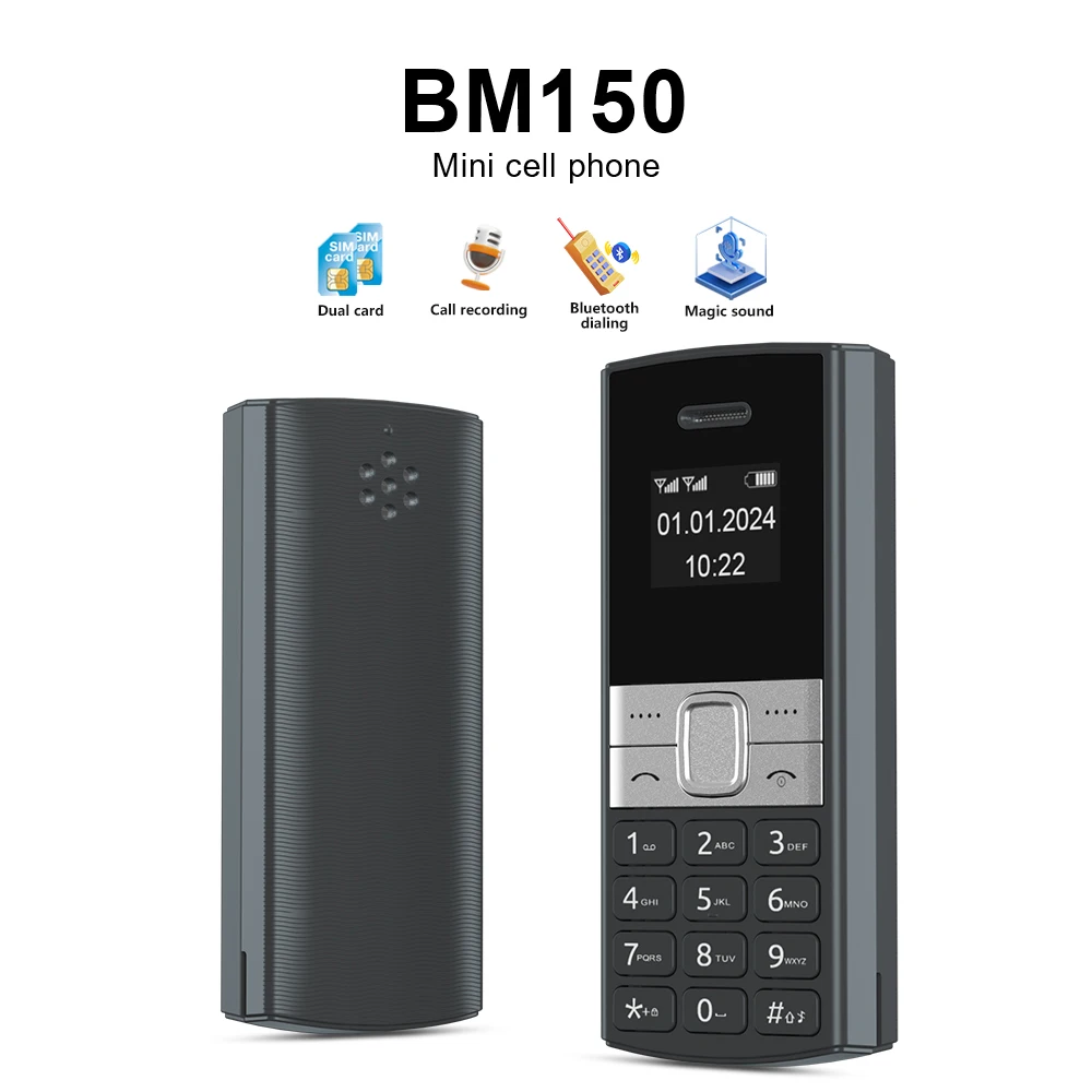 

SERVO BM150 Super Small Cellular Mobile Phone 2G GSM 2 SIM Standby Call Recording Bluetooth Dialer Magic Voice Feature Telephone