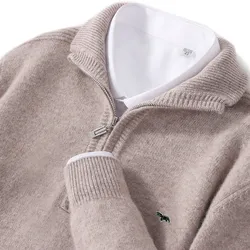 Cashmere Sweater Thicked Fit Men's Half Height Zipper Stand Neck Pullover Knitted Coat Winter Wool Sweater Plus Size 4XL