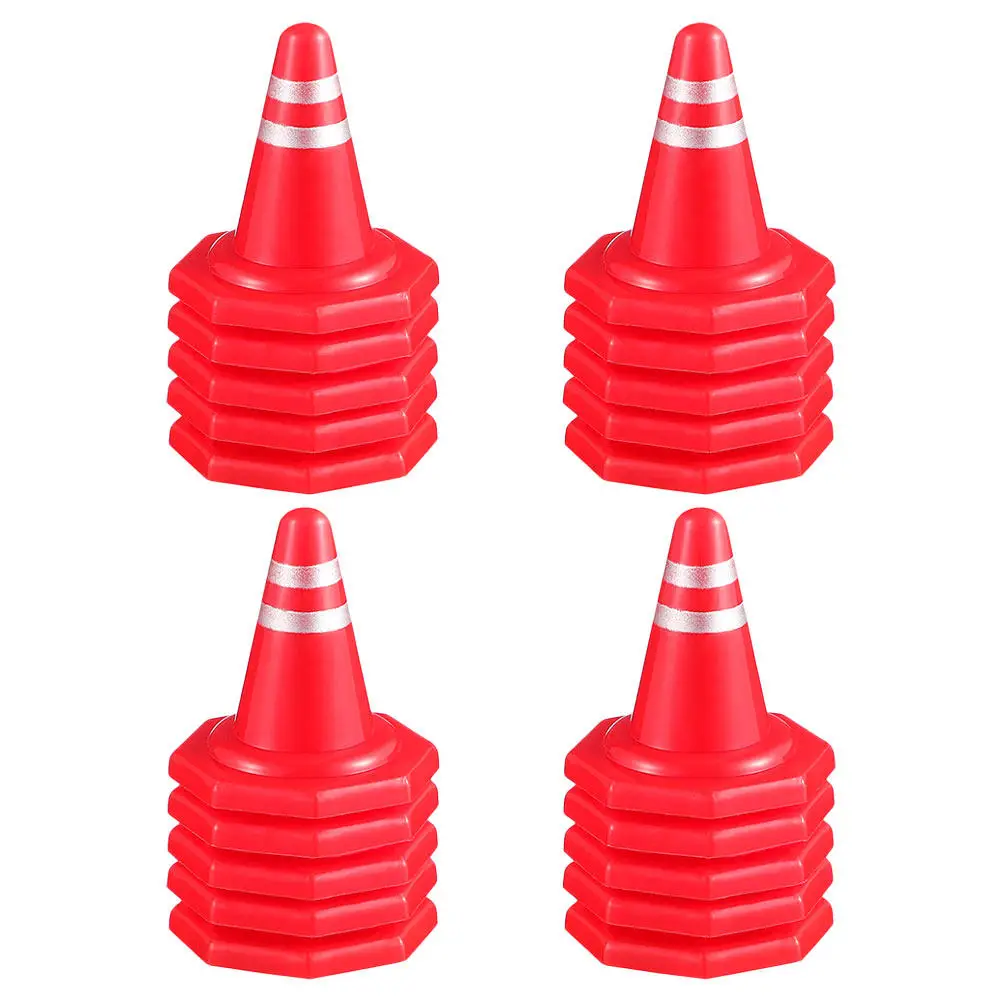 24Pcs Mini Traffic Cones Red PP Material Compact Size Simulation Parking Scene Accessories Road Safety Education for Kids view 6