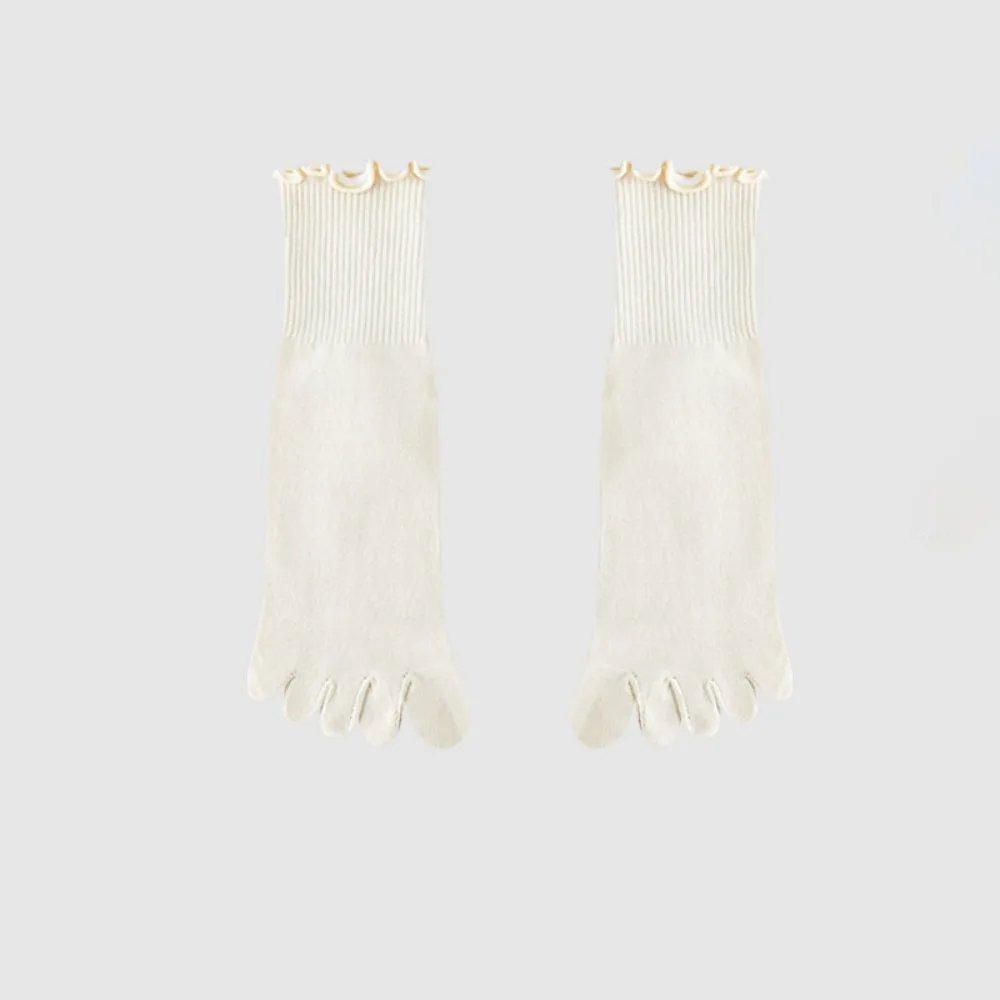 

Cute Edge Curl Five Fingers Socks Harajuku Breathable Cotton Socks Split Toe Socks Girls