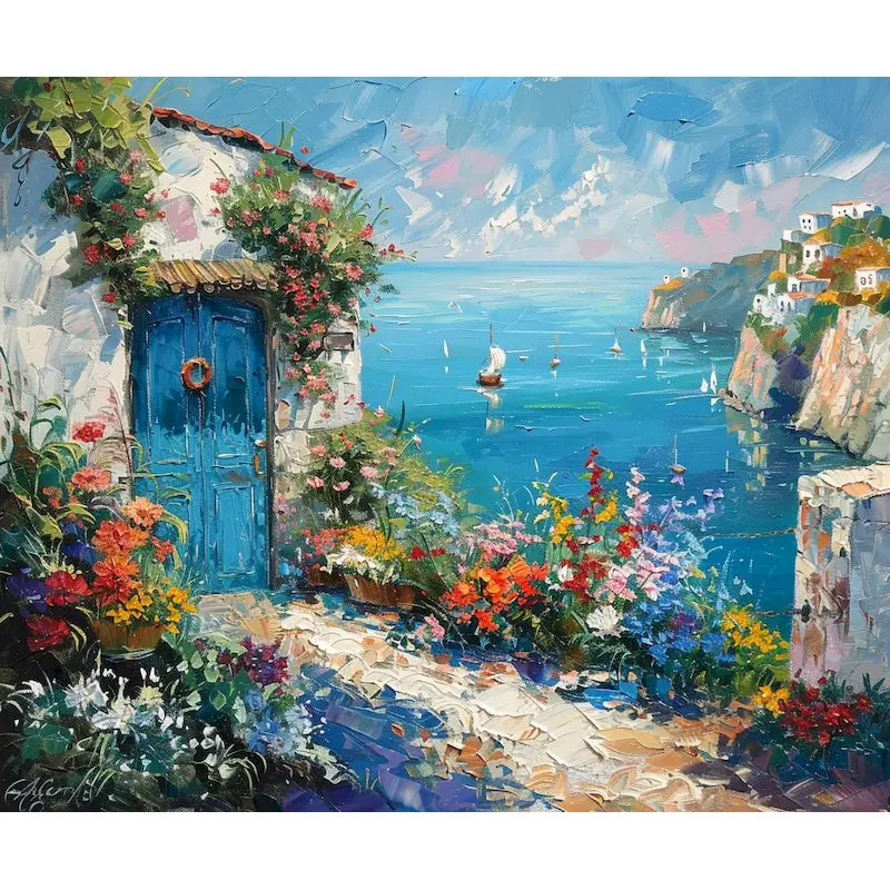 

GATYZTORY DIY Oil Painting By Numbers For Adults Landscape Handmade Picture By Number 60x75cm Frame DIY Gift Home Wall Art