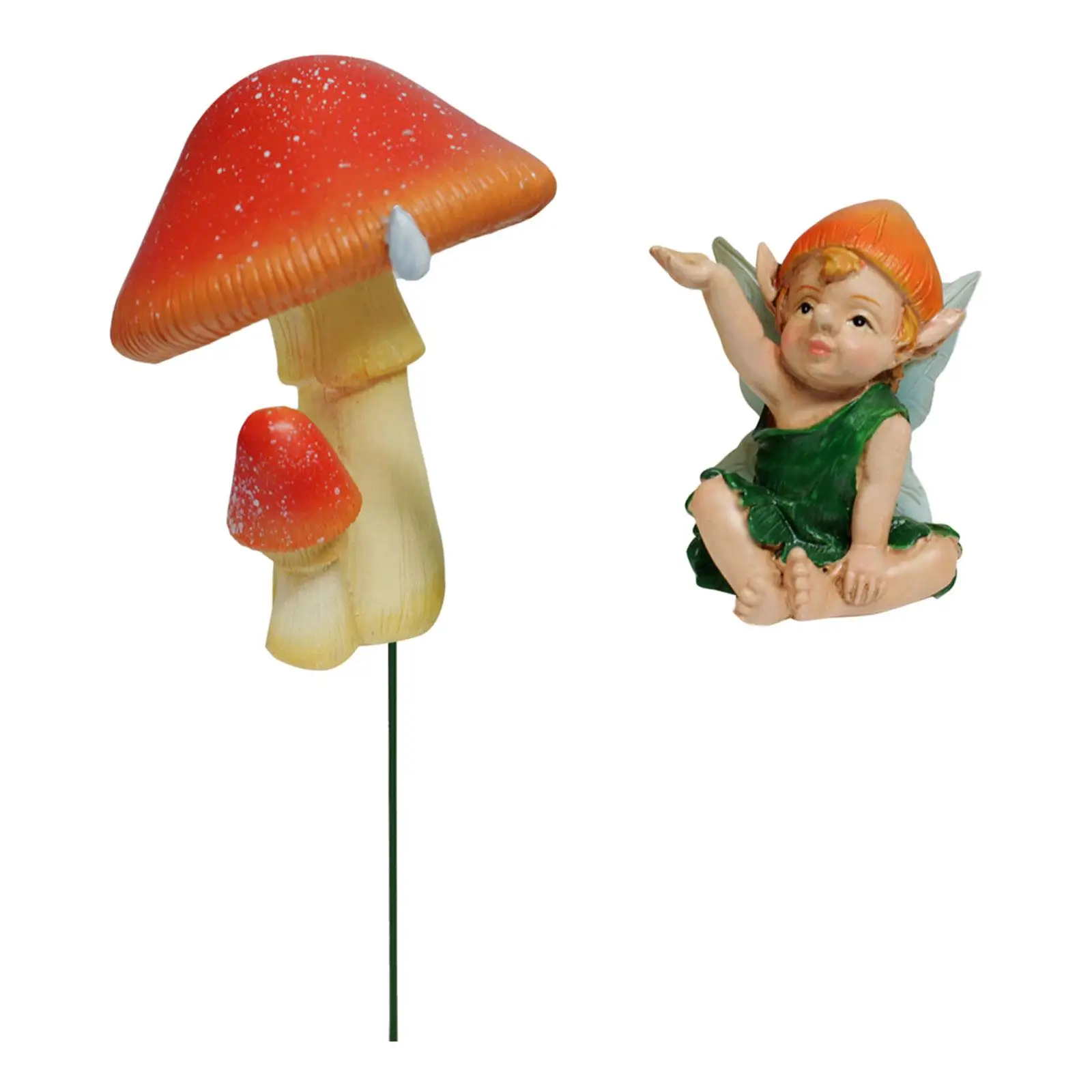 2Pcs Fairy Garden Accessories,Miniature Figurine Dollhouse Decoration Entrance Mushroom Elf Statue for Plant Bonsai Planter