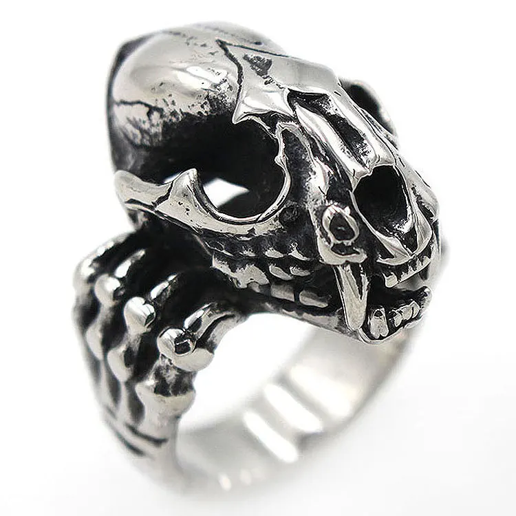 

TOOCNIPA 2022 Titanium Stainless Steel Active Dinosaur Mouth Ring Punk Men Rings For Men's Vintage Ghost Claw Rings Jewelry