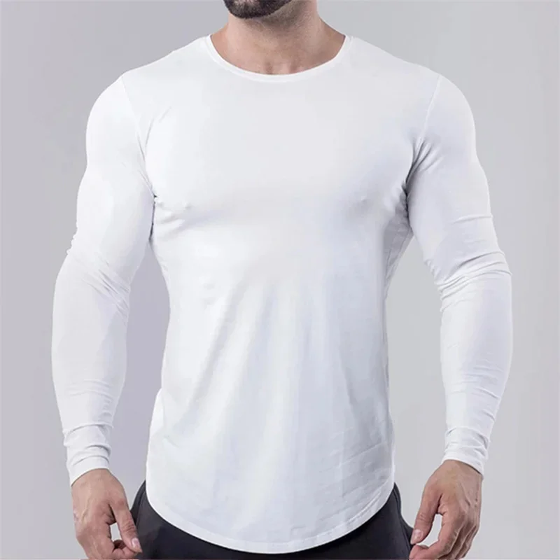 Men Compression Fitness Shirs Long Sleeve Spor Running Shir Fooball Bodybuilding Top Gym Jersey Male Clohing