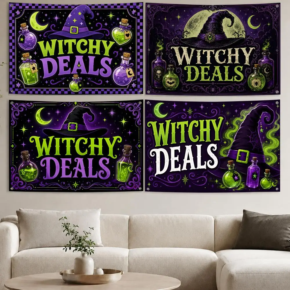 WITCHY DEALS Flags Aesthetic Wall Tapestry Printed Wall Hanging Living Room Party Outdoor Decor