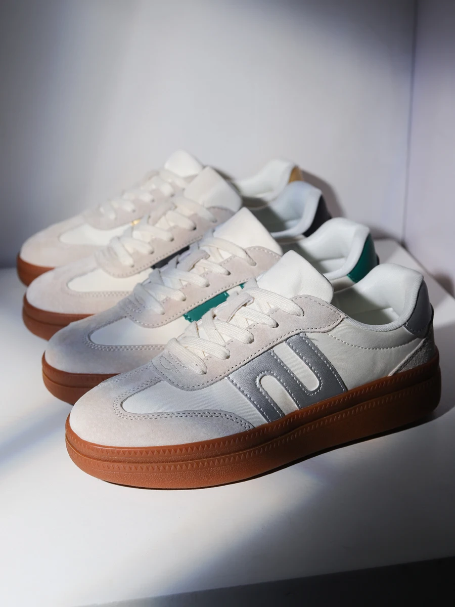 

Женские кроссовки Thi Bot De Xin 2025: Новые, серебристо-синие, ретро, универсальные, низкие, дышащие, спортивные, повседневные