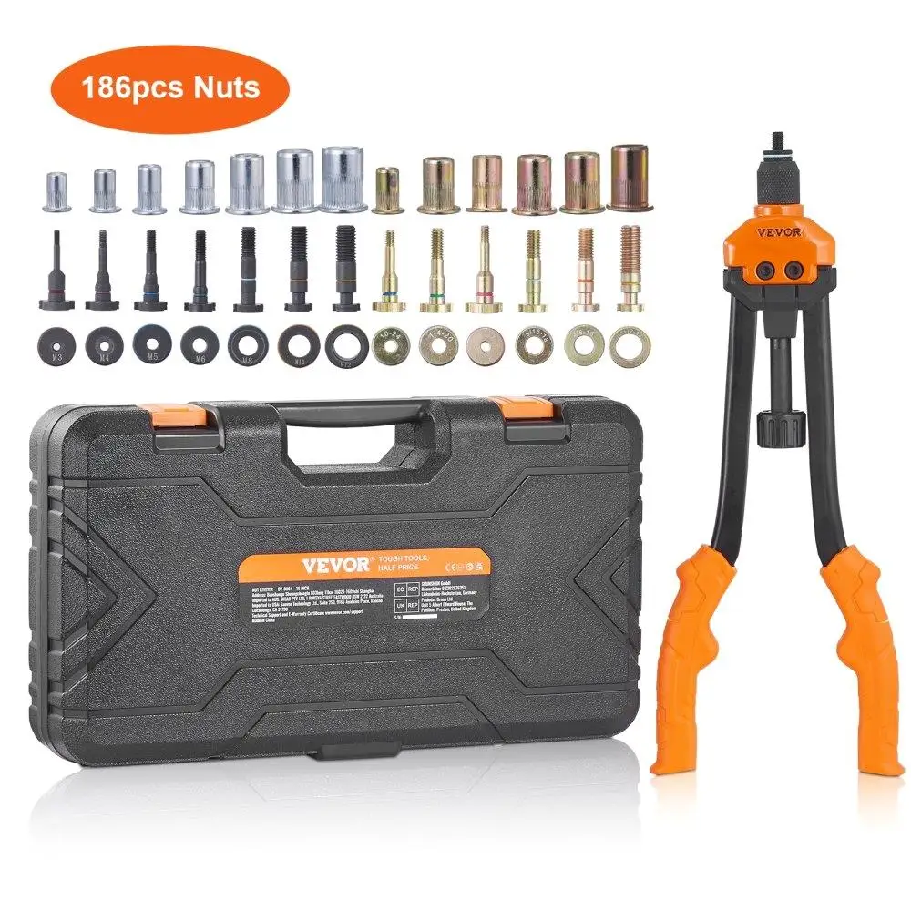 

Rivet Nut Tool 16 Inch Labor Saving with Metric SAE Mandrels 13Pcs 186 Rivet Nuts M3 M4 M5 M6 M8 M10 M12 1/4-20 5/16-18 3/8-16