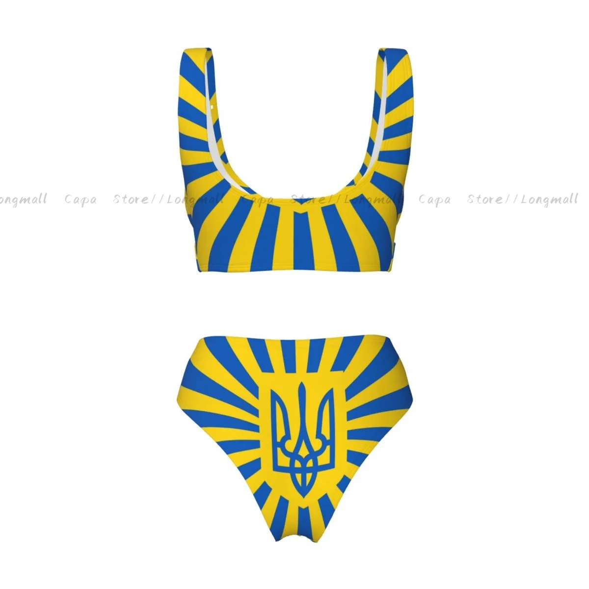 Sexy Bikini-Set mit Ukraine-Flagge für Damen, 2-teilige Badebekleidung, grenzüberschreitender Stil