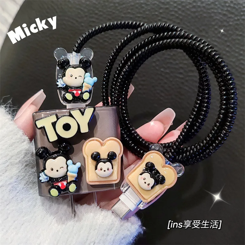 New DIY High Quality Mickey Charger Data Cable Case Protector and Winding Kit for Apple 18W 20W Charger Adapter