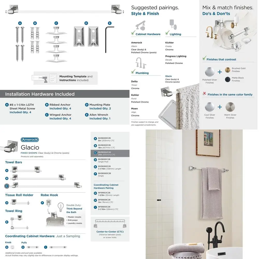 

Хромированная вешалка для полотенец 24 дюйма, прозрачная отделка, держатель для полотенец для ванной комнаты, длина 610 мм, аксессуар для ванной комнаты