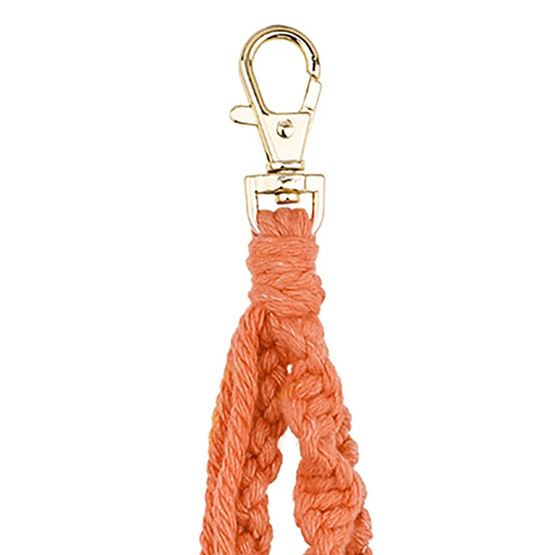 Boho Macrame Keychains With Wood Bead And Seashells, Handmade Accessories Keychain For Purse Keys