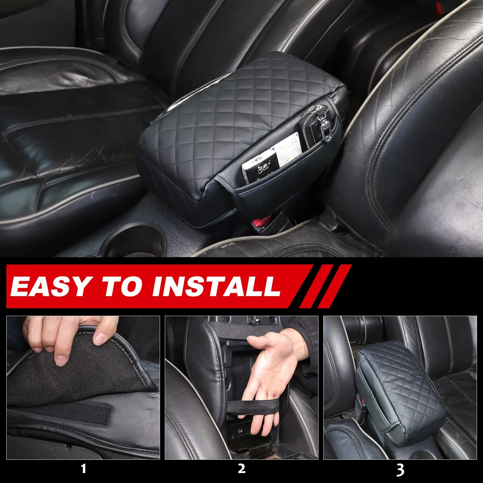 

PU Leather Car Center Console Armrest Box Cover Anti-Scratch Armrest Protective Cover Accessories For Hummer H3 2005-2009