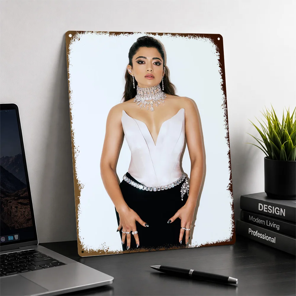 Rashmika Mandanna In A Glamorous Outfit Textured Poster Personalized Aluminum Metal Sign Glamour Design Wall Art Bedroom Decor