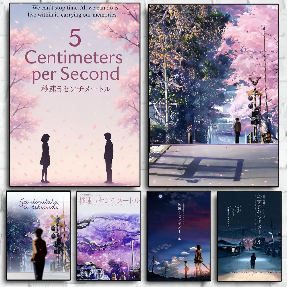 Classic Anime 5 C-Centimeters per Second Poster Self Adhesive Wall Art Decor for Bedroom Living Room Office Home Halloween Gift