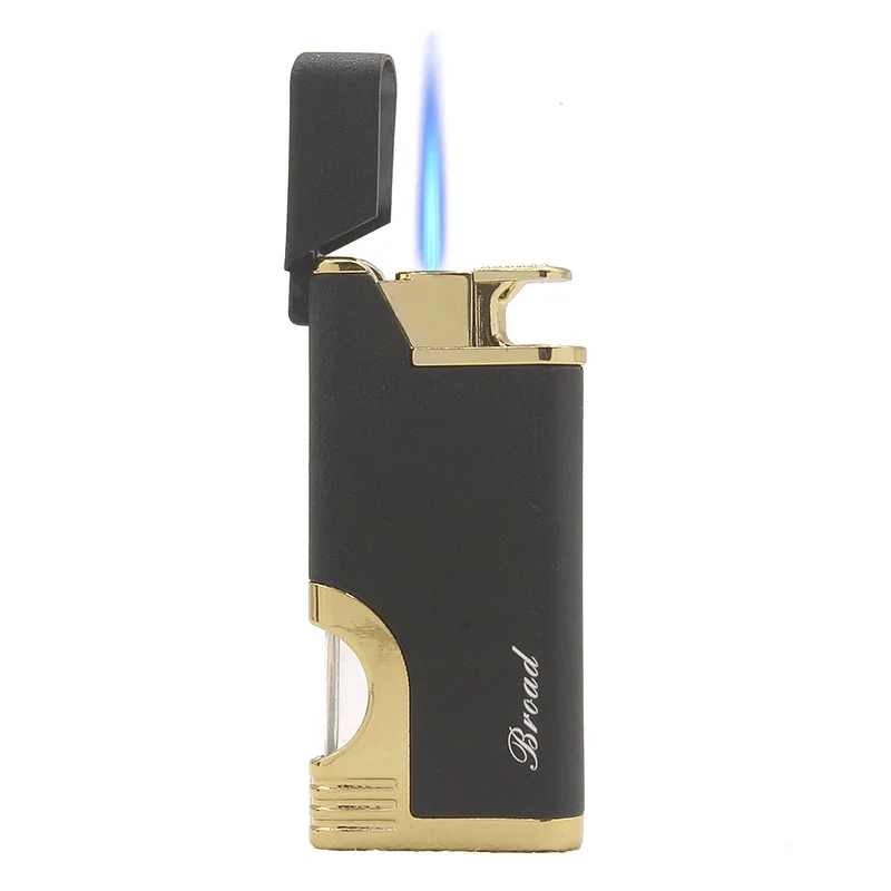 

Windproof Metal Lighter with Transparent Gas Storage Tank Direct Spray Blue Flame Lighters Smoking Accessories Men's Gifts