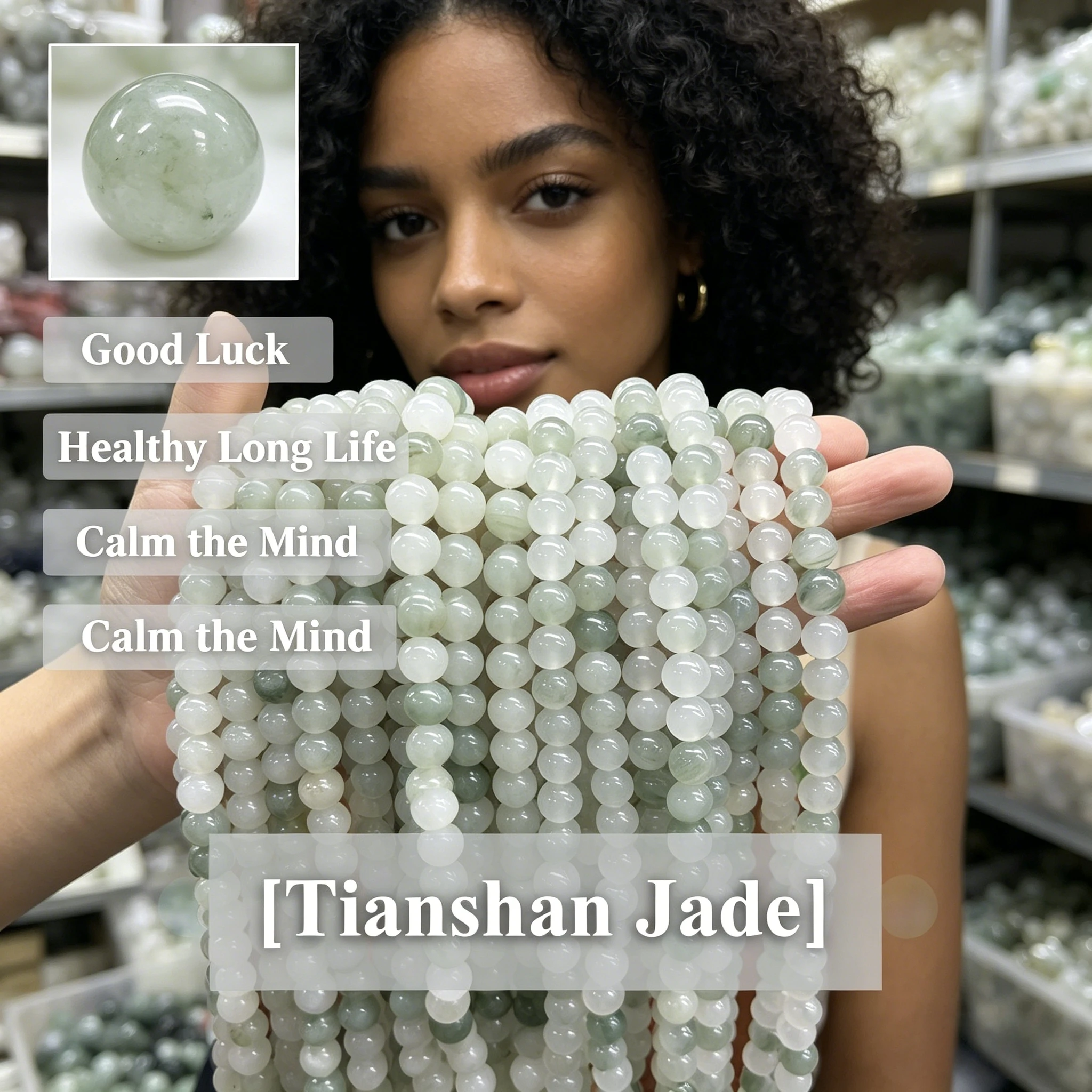 Natural Tianshan Jade Round Beads Gemstone Spacer Beads 4 6 8 10mm Mixed Sizes Bracelet Necklace DIY Making Jewelry Accessories