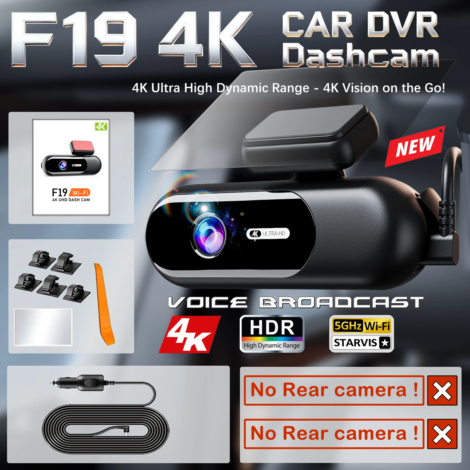 Dash Cam 4K UHD Recording Car Camera DVR Night Vision Video Recorder Built-In Wi-Fi 24H Parking Guard  APP Monitor Dashcam