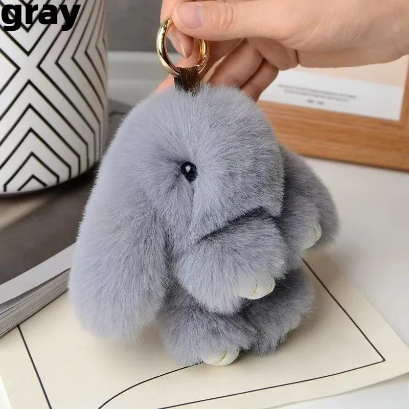 

Брелок с помпоном в виде кролика, брелок для ключей с пушистым кроликом, милый подарок для женщин и девочек, брелок с подвеской в виде автомобильной сумки