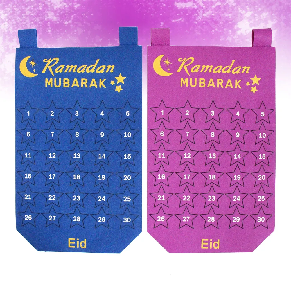 

2 PCS Countdown Calendar Pendant Decoration Home Eid Pearlescent Hanging Mubarak