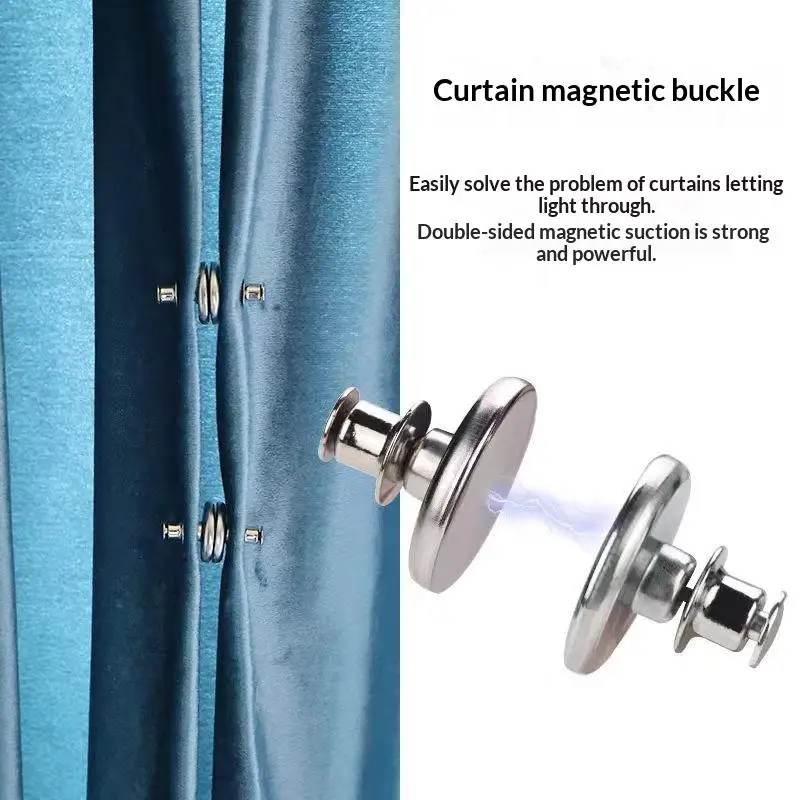 Detachable Magnetic Curtain Buttons 1 Pair Clips For Home Window Adjustable Curtain Light Leak Prevention