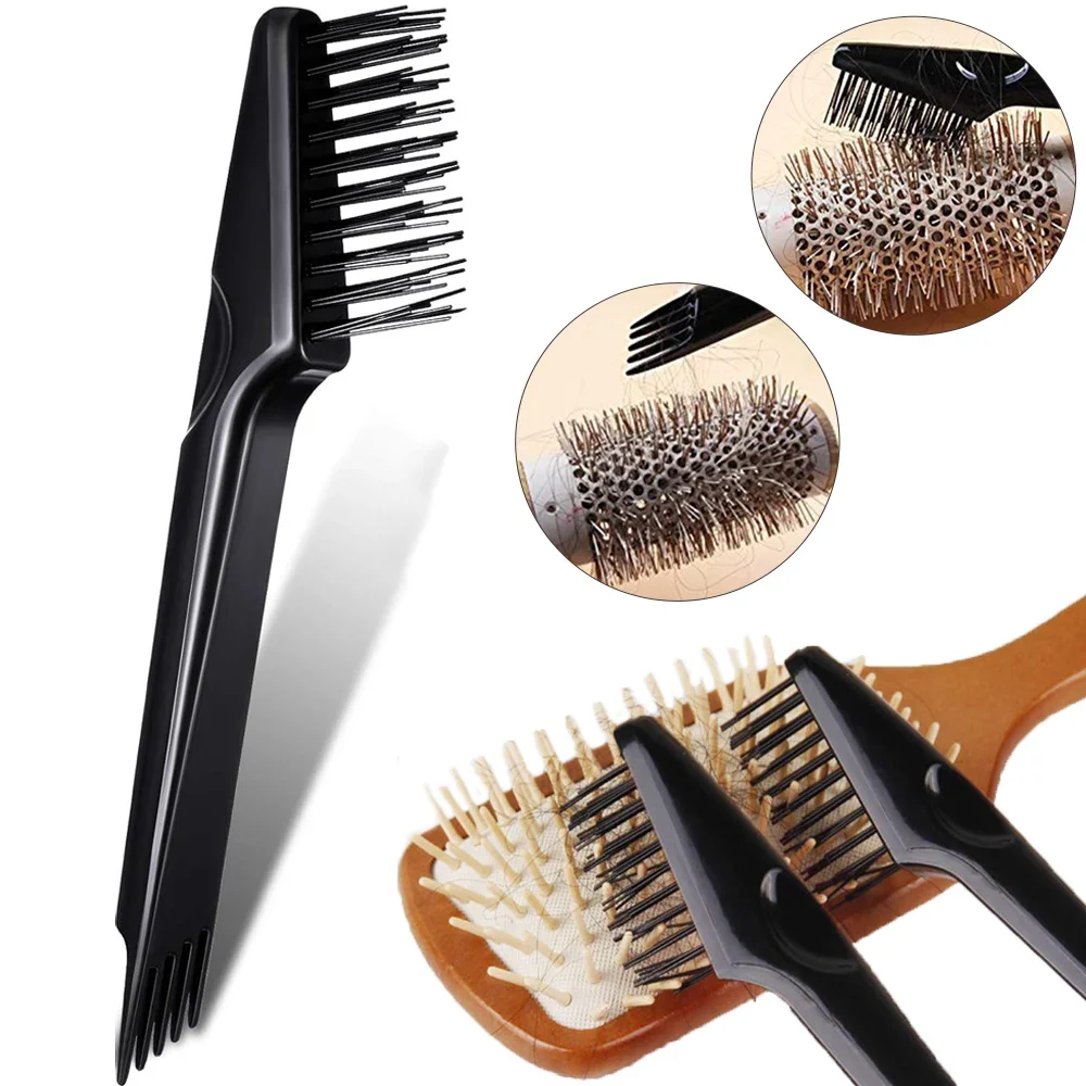 1Pc Comb Hair Brush Cleaner Remover Handle Embeded Hook Cleanup Removing Hair Dust Tool 2-in-1 Hair Brush Cleaning Tool