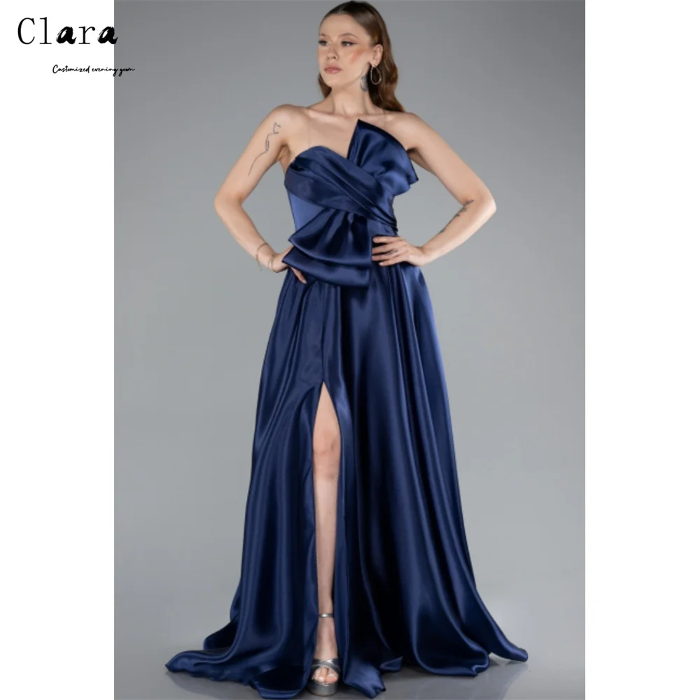 

Clara Custom Blue Side Slit A Line Backless Party Dress Woman Dresses for Wedding Party Formal & Evening Gowns Luxury Dress 2025