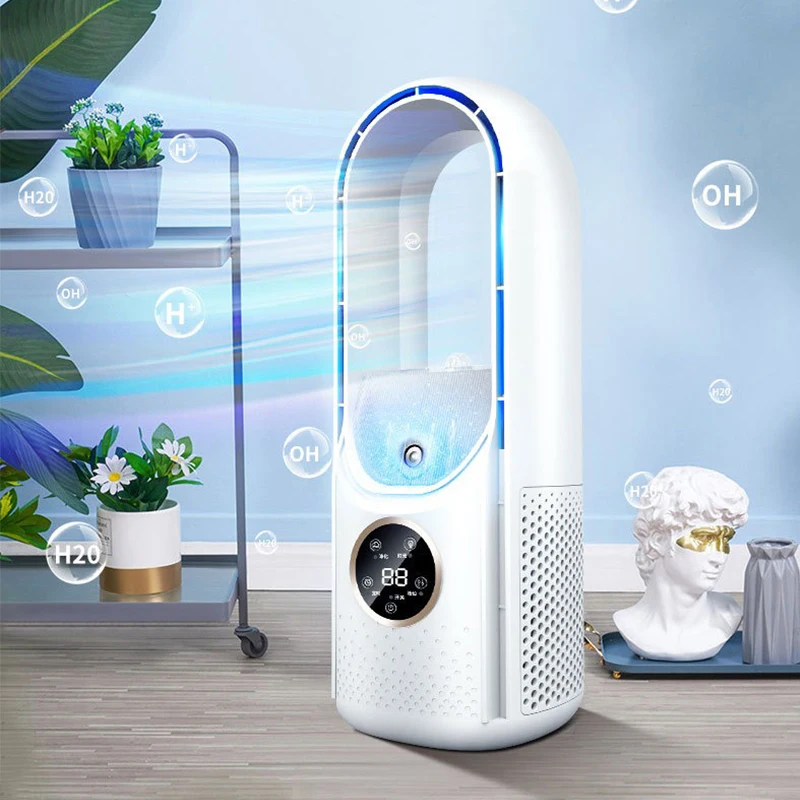 

Portable USB Air Cooler Leafless Electric Fan 6 Speed Silent Timer Air Conditioner Cooling Fan Humidifier Conditioning Fan