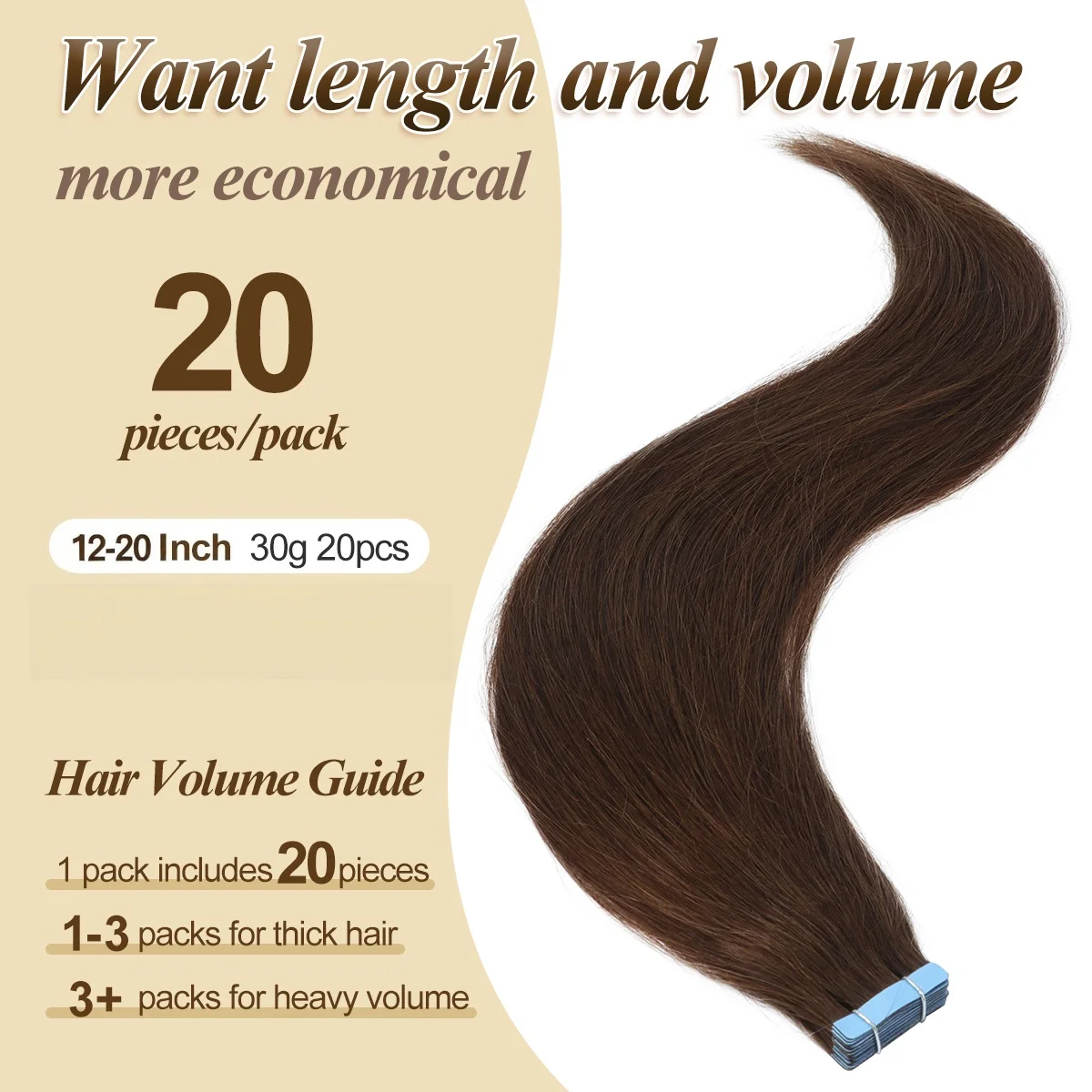 12-20inch 30G/Pack Tape In Human Hair Extensions Suitable for Women Straight Hair Instant Length And Highlights Easy To Wear