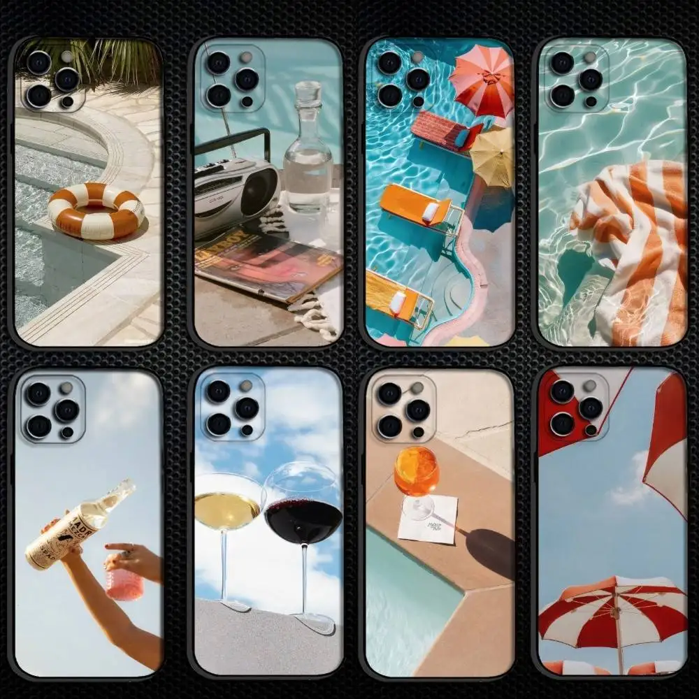

pool party Phone Case For iPhone 16,15,14,13,12,11 Plus,Pro Max, Others Soft Black Cover