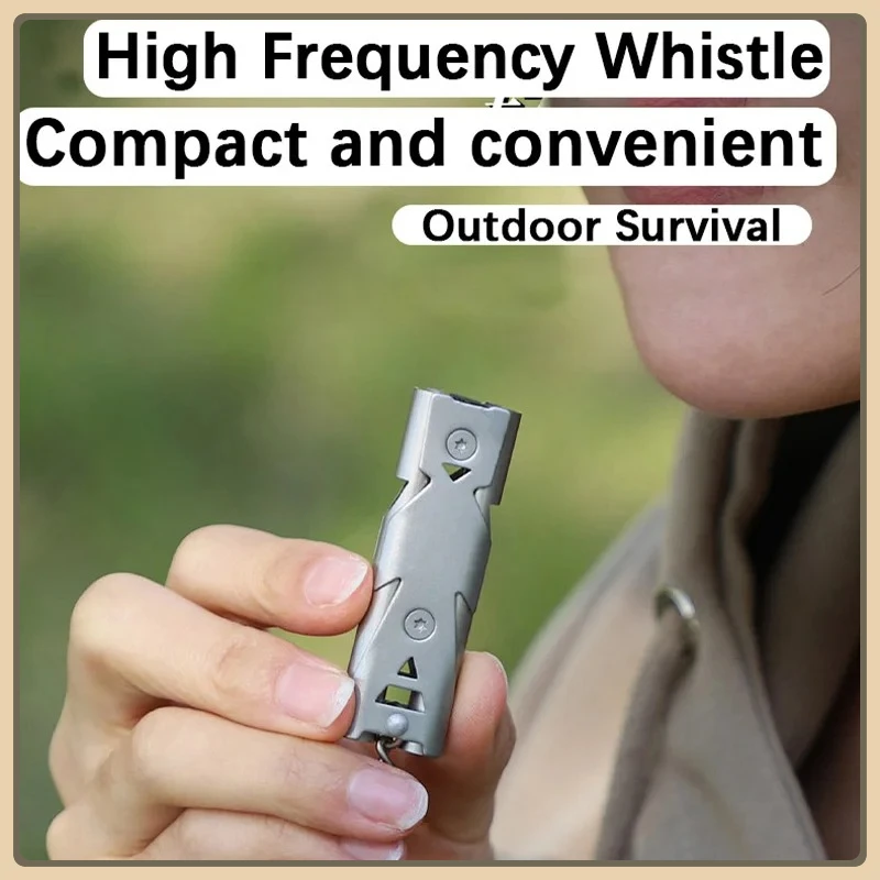 مزدوجة الأنابيب صافرة قلادة المفاتيح عالية ديسيبل المحمولة في الهواء الطلق بقاء أداة تخييم الطوارئ متعددة الوظائف صافرة 1 قطعة #2