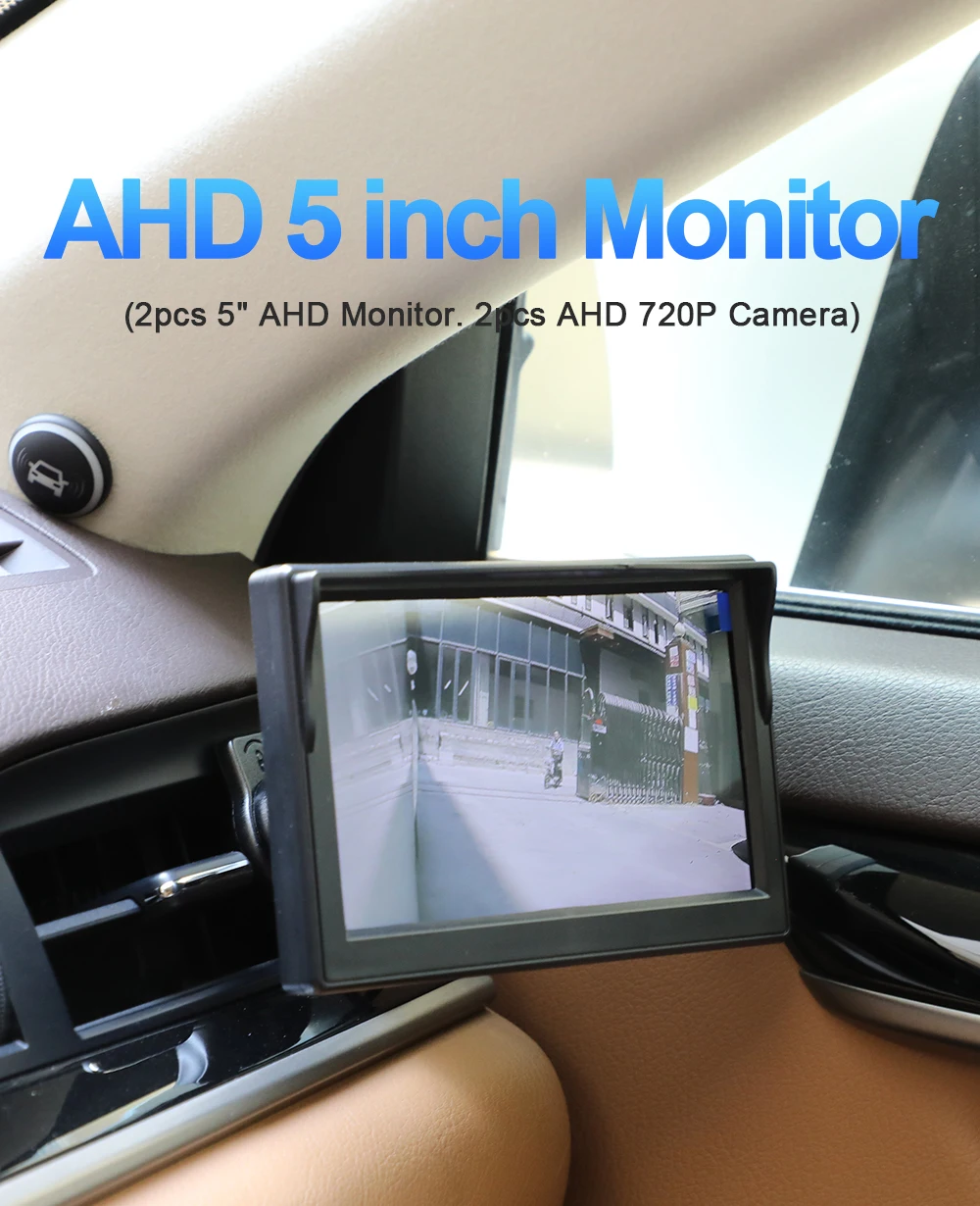 TEENRAM 5 Inch HD Mirror Monitor Car Digital Side View System with 720P Night Vision Camera Blind Spot Waterproof Accessories