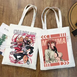 Sac fourre-tout en toile Pochita Makima Chainsaw Man, sacs à main initiés, sac à provisions SAFAnime, sacs Ulzzang vintage, cuillère à soupe Manga Darhouse