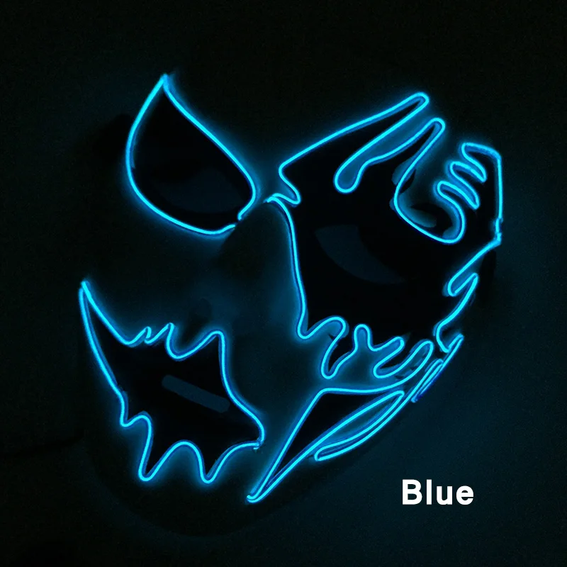 Melbourne Shuffle Rave Tanz Leuchtende Maske Handgezeichnete Gemusterte Leuchtmaske für Jugendliche Coole Halloween Cosplay Performance Requisiten – Detail 20