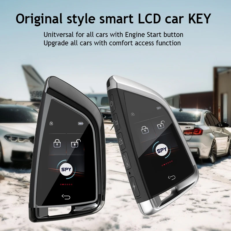 SPY Universal Smart Key LCD Touch Screen Remote Control, Ignition Start Stop Engine Comfortable Entry Car Remote Key White