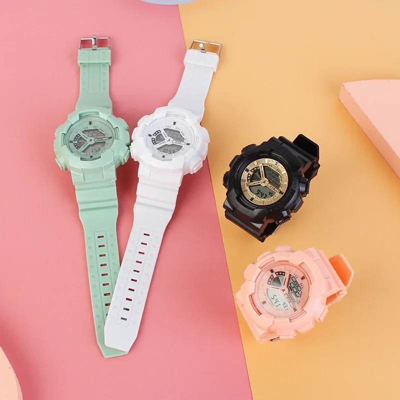 Reloj de silicona rosa para niños, pulsera Digital electrónica, resistente al agua, regalo