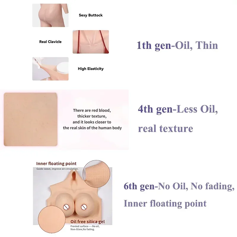 KUMIHO 1/4/6/8TH GEN One Piece Cosplay Silicone Bodysuit Sissy Fake Vagina Breast Forms Fake Boob For Transgender Drag Queen