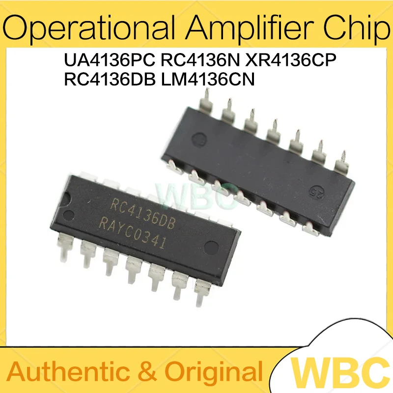 5Pcs/Lot RC4136DB RC4136 RC4136N DIP14 LM4136CN 4136 XR4136CP UA4136PC Operational Amplifier Chip