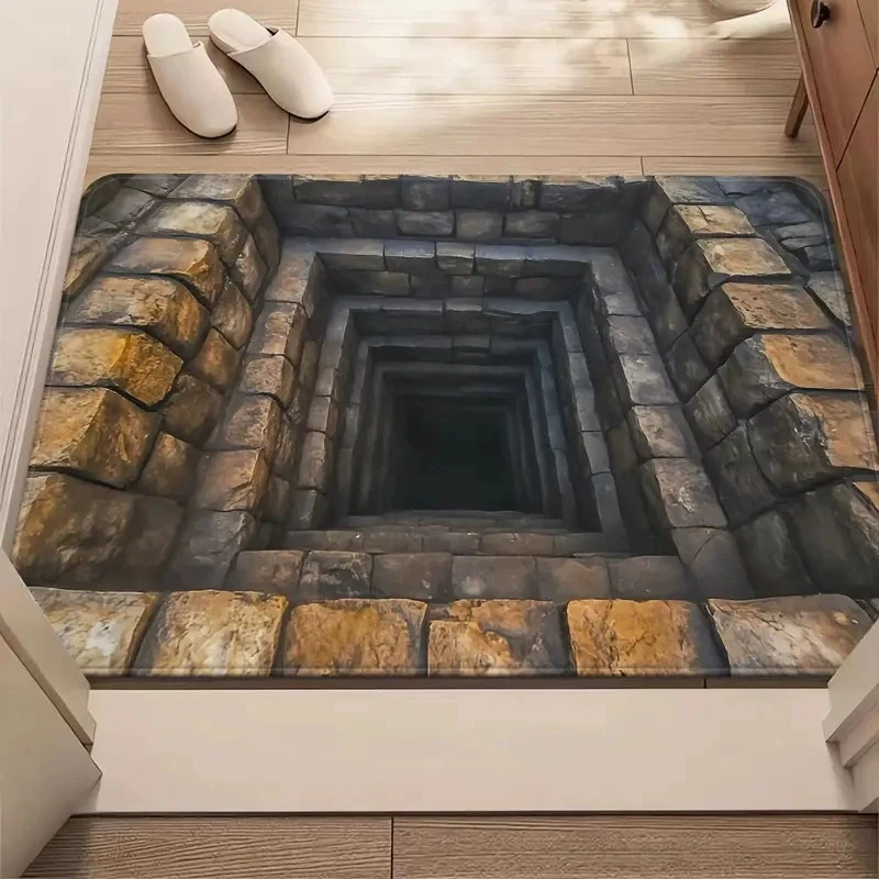 Pool Stone Hole 2D Printed Carpet Endless Abyss Living Room Bedroom Door Mat Home Decoration Carpet