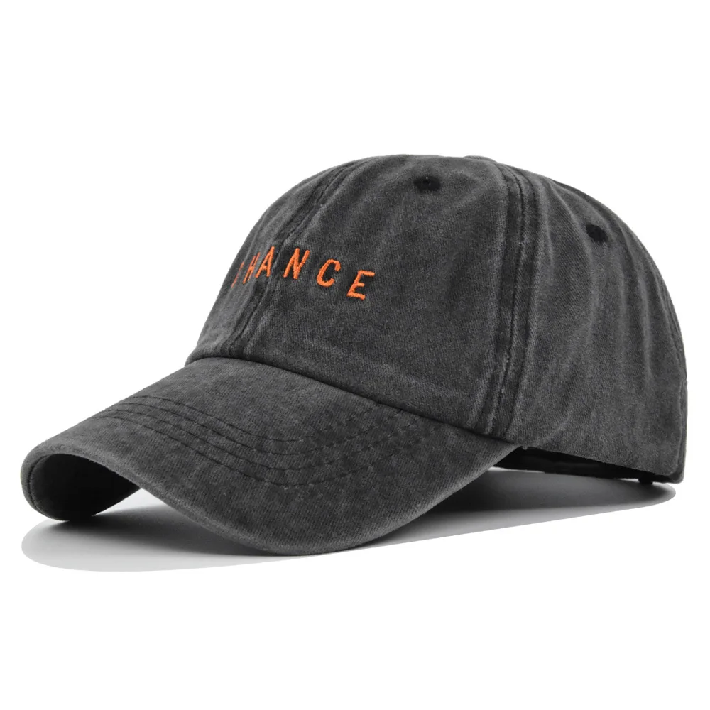 Retro Chance Letter Embroidery Baseball Caps Men Spring Washed Cotton Adjustable Casual Hat Hiphop Street Wear Sun Hat for Male