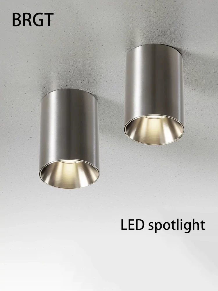 LED Surface Mounted Spotlight Bauhaus Anti-glare Stainless Steel Color Ceiling Light Modern Wall Washer COB Spot For Living Room