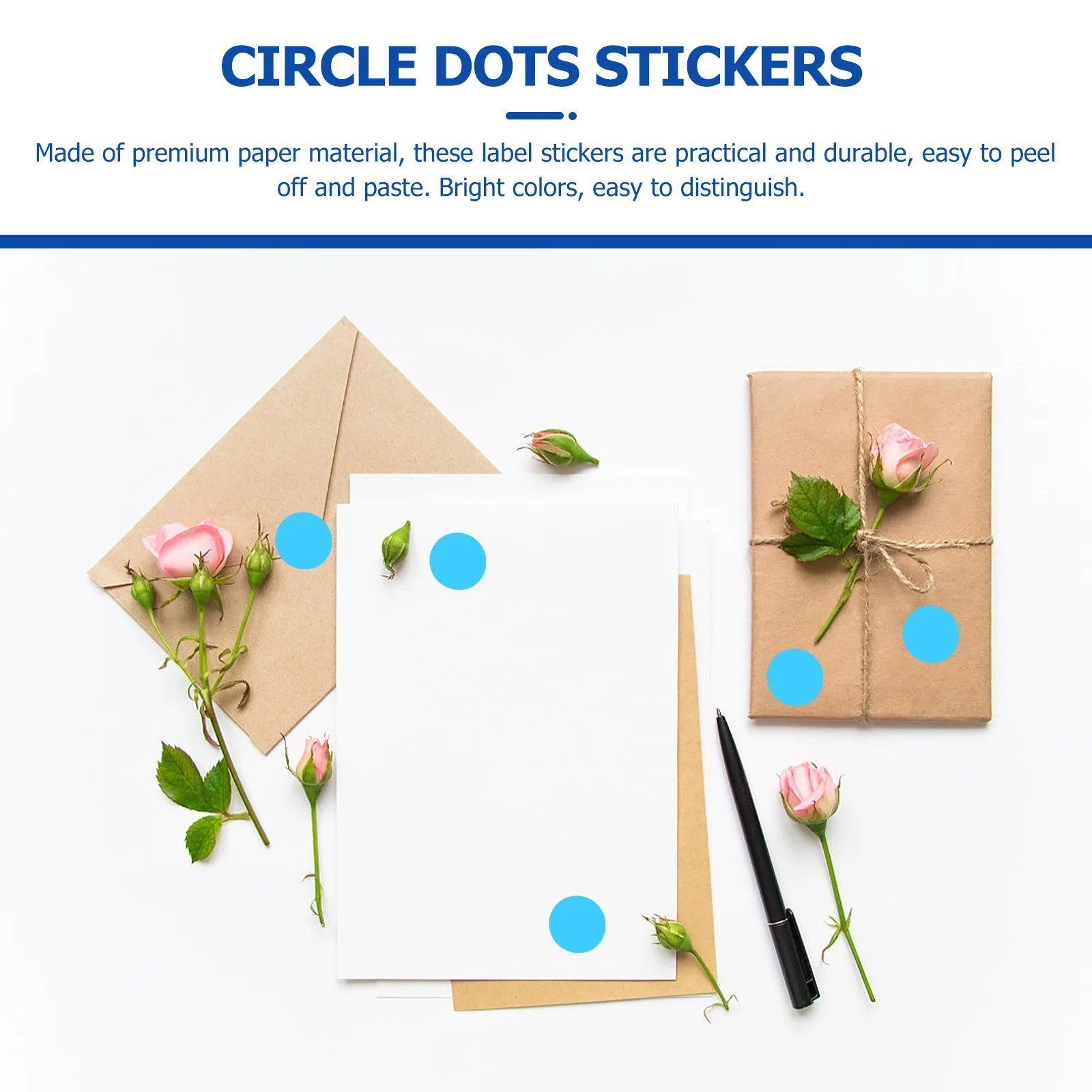 1 Roll Round Label Stickers Circle Dots Decals For Coding Marking Organizing Office School Home Projects Self-Adhesive Removable