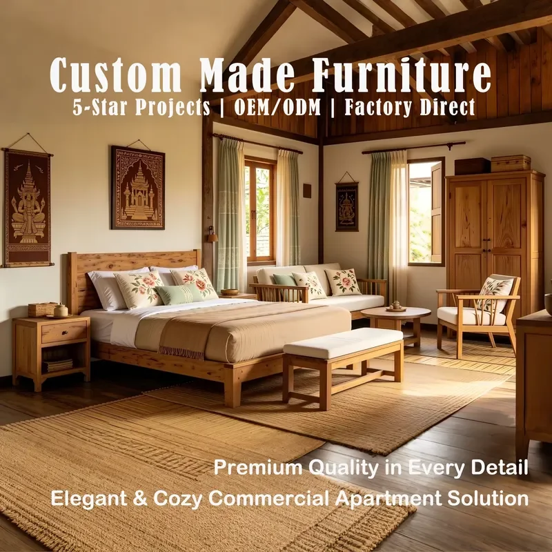 Modern Wooden Bedroom Furniture Set Custom Apartment Solution Living Room Wardrobe Bedside Table Sofa Side Table Home Decor