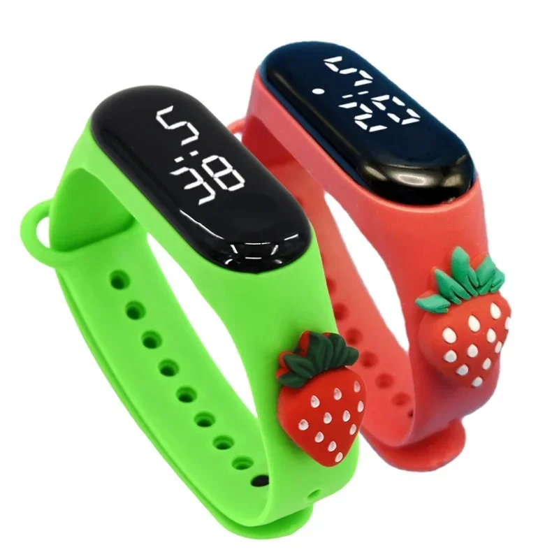 Children Strawberry Watch Birthday Gift for Child Boy Girl Smart LED Digital Cartoon Waterproof Bracelet Kids Watch Reloj Niño