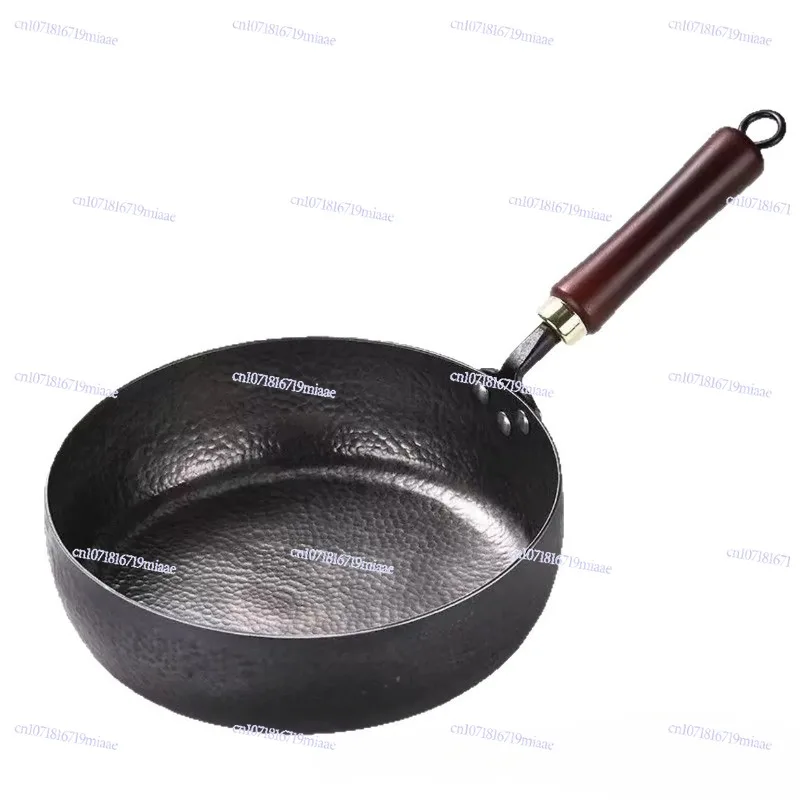 Handmade iron pan uncoated flat bottom non-stick steak deepening frying pan snack pan