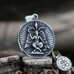 Men Stainless Steel Pendant Necklace Baphomet Goat Satanic Satan Leviathan Cross Demon Devil Lucifer Jewelry Boyfriend Gift